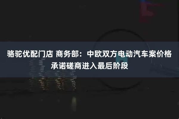 骆驼优配门店 商务部：中欧双方电动汽车案价格承诺磋商进入最后阶段