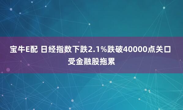 宝牛E配 日经指数下跌2.1%跌破40000点关口 受金融股拖累